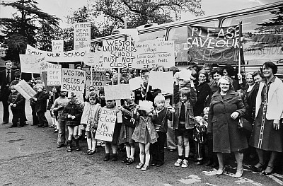 Weston Lullingfields School protest against possible closure May 1976