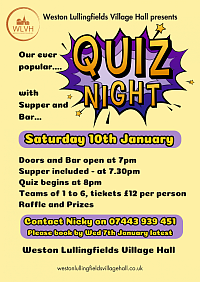 Quiz Night Sat 10th January